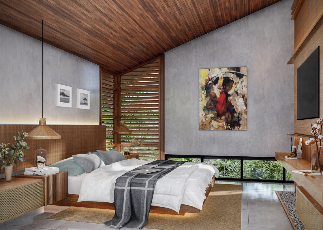 desain kamar tidur asimetris